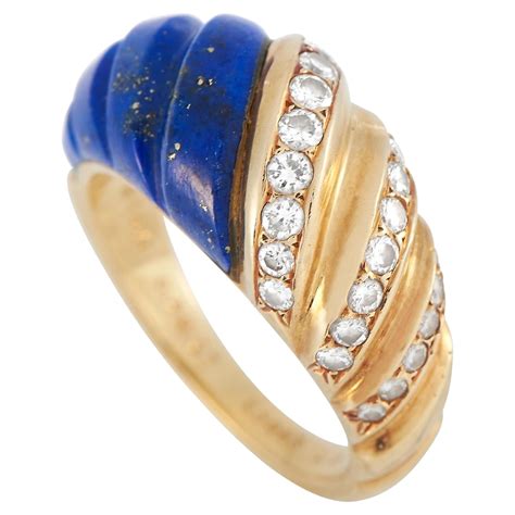 van cleef and arpels braided lapis gold ring at 1stdibs