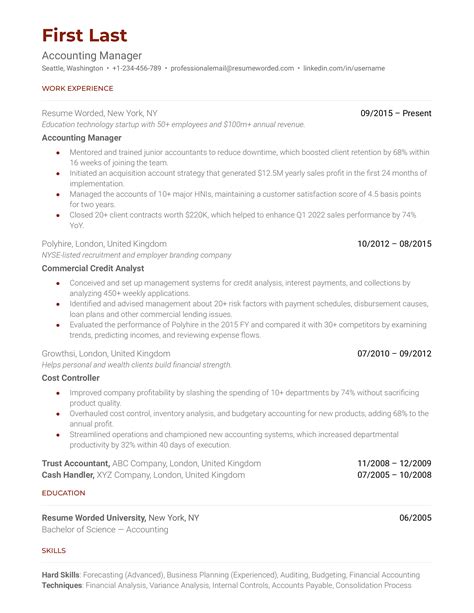 accounting manager resume    resume worded