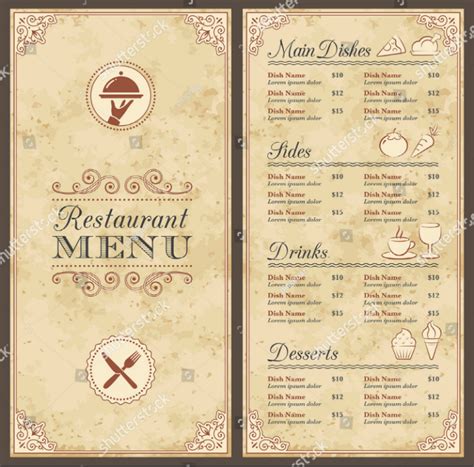 menu template  pages creative design templates