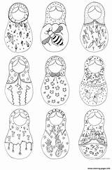 Dolls Nesting Coloring Russian Printable Pages Doll Matryoshka Matroschka Paper Print Tattoo Toys Russische Colouring Drawing Mandala Color Sketch Patterns sketch template