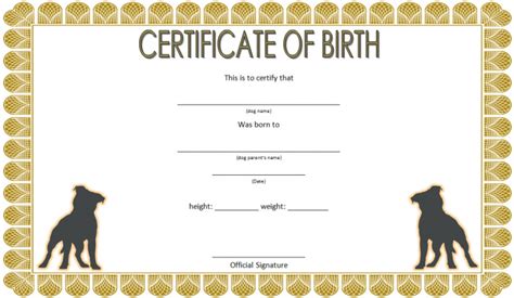 puppy birth certificate  printable  distinctive ideas