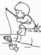 Fishing Coloring Boy Pages Drawing Rod Kids Little Fish Boys Colouring Printable Sheets Kid Book Adult Easy Getdrawings Print Summer sketch template
