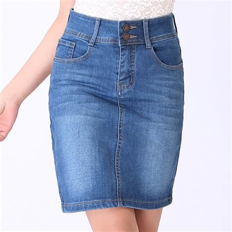 new casual women summer saias plus size jeans skirt ladies denim long