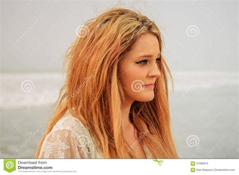 teen girl by the beach in the fog stock image image 57080615