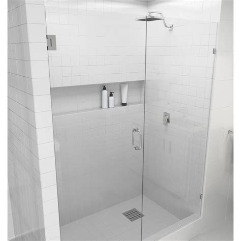 glass warehouse 34 25 in x 78 in frameless pivot wall hinged shower