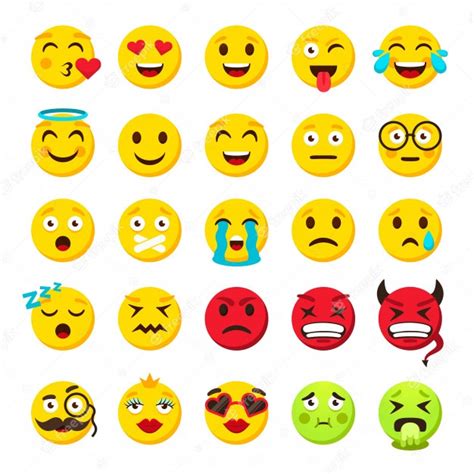 premium vector emoticons set emoji faces emoticon funny smile vector