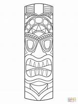 Tiki Coloring Totem Hawaiian Pole Masque Disegni Hawaiano Hawaiana Maske Colorare Masken Supercoloring Disfraz Ausmalen Tikki Totempfahl Tembo Thema Indianergeburtstag sketch template