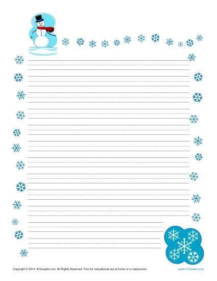 winter printable lined writing paper writing paper template lined