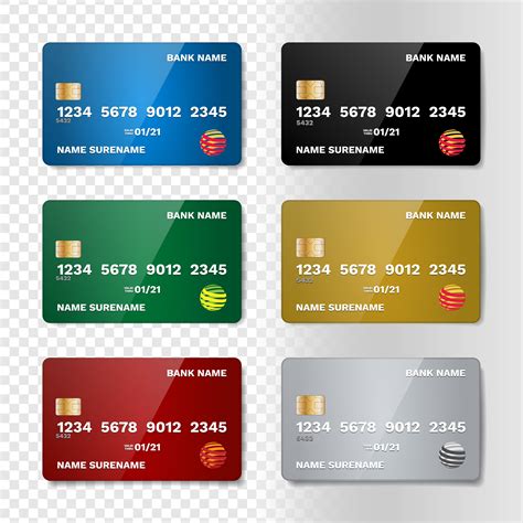realistic credit card set  vector art  vecteezy