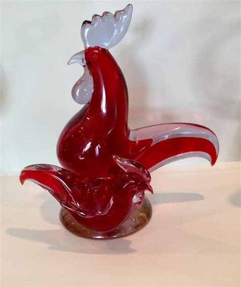 Monumental Murano Double Rooster Sculpture By Cenedese In