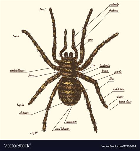 spider anatomy include   royalty  vector image
