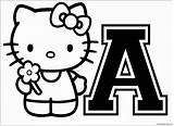 Kitty Hello Coloring Pages Alphabet Letter Kids Party Letters Colouring Color Printable Cartoon Cute Tea Online Books Adult Personalized Adults sketch template