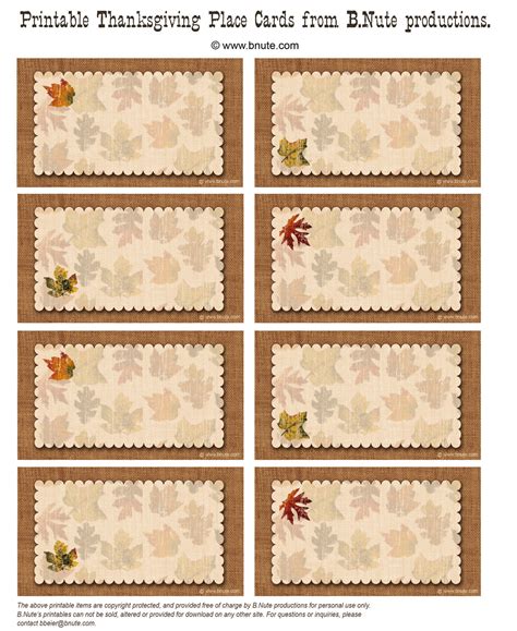 bnute productions  printable autumn place cards perfect