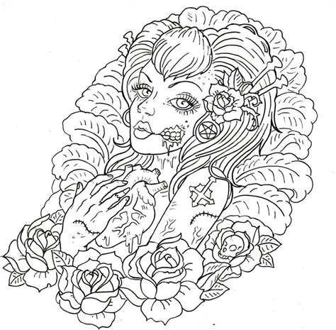 zombie pin  girl drawing  getdrawings