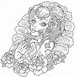 Zombie Drawing Girl Getdrawings Piercings sketch template