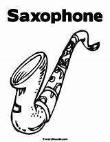 Coloring Saxophone Pages sketch template