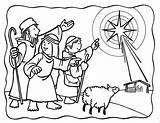 Shepherds Coloring Star Christmas sketch template