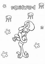 Coloring Squidward Pages Spongebob Cartoons sketch template