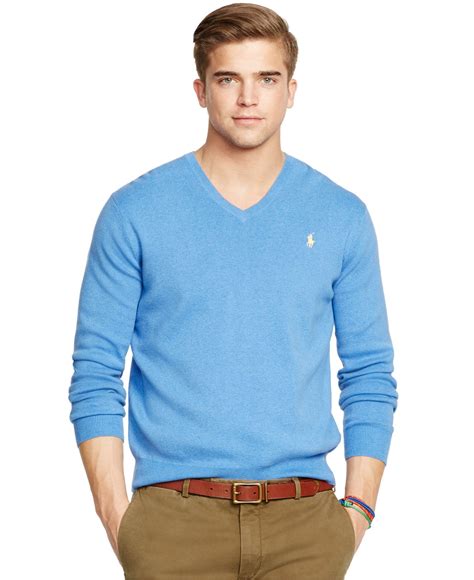 Polo Ralph Lauren Pima V Neck Sweater In Blue For Men Lyst