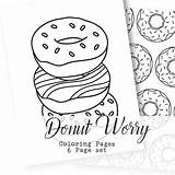 Coloring Donut Pages Printable Worry Adult Etsy Donuts Color Getcolorings Template sketch template