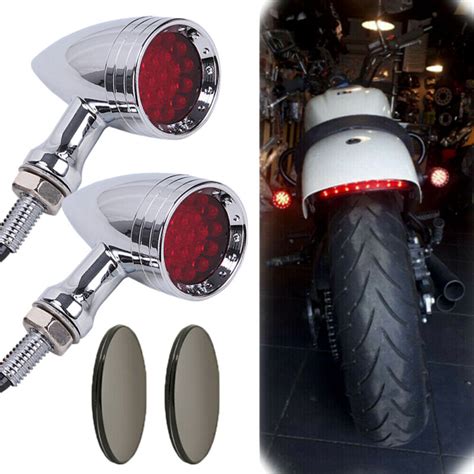 bullet rear stop led turn signals chrome indicator lights universal motorcycle ebay