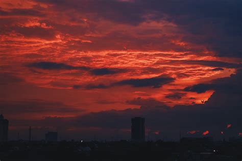 무료 이미지 수평선 구름 해돋이 일몰 지평선 새벽 분위기 황혼 저녁 적운 잔광 아침에 붉은 하늘