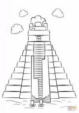 Tikal Temple Para Coloring Dibujo Imagen Pyramid Colorear Dibujos Maya Piramides Mayas Del Aztec Printable Template sketch template
