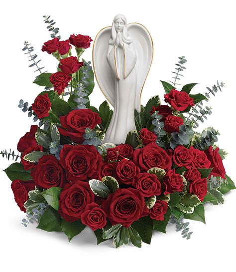 Funeral Angel Flowers In Red Pasadena Sympathy Delivery