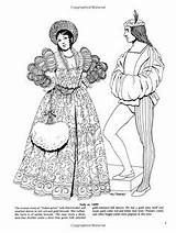 Book Fashion Coloring Fashions Dover Pages Renaissance Dress Tudor sketch template
