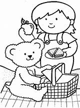 Picnic Teddy Bear Pages Coloring Girl Family Going Bears Her Little Preschool Color Netart Colouring Crafts Activities Kids Picnics Games sketch template