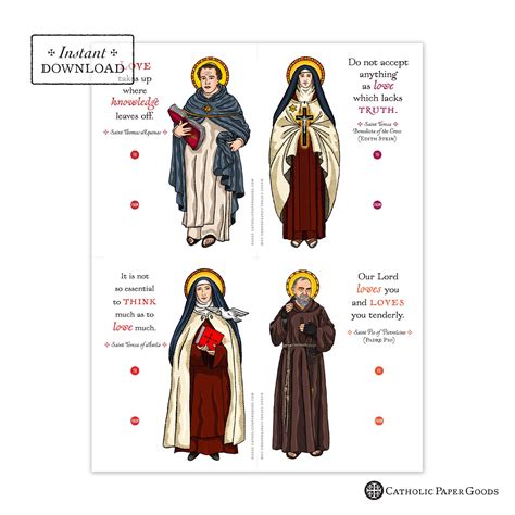 catholic saints valentine exchange cards set  printable diy