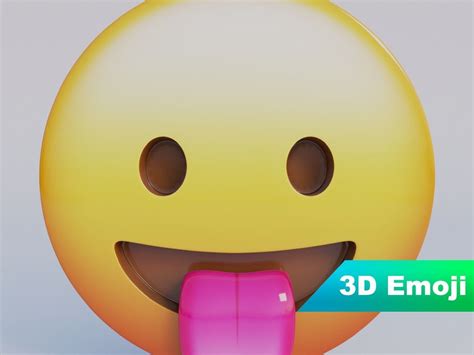 face with tongue 3d emoji low poly cgtrader