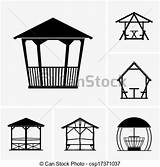 Pavilion Clipart Arbors Clip Clipground Six Set Drawing Logo Icon Vector Drawings sketch template