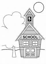 School Coloring House Small Draw sketch template
