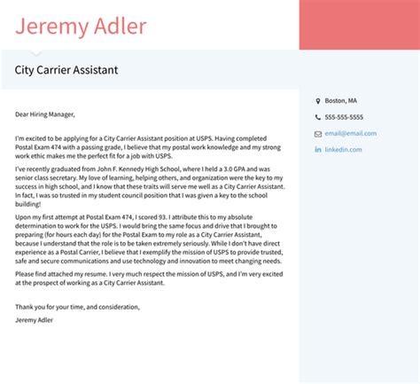 usps  experience cover letter examples visualcv