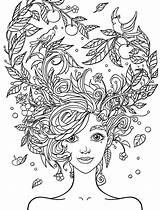 Coloring Easy Adults Pages Adult Hair Girl sketch template