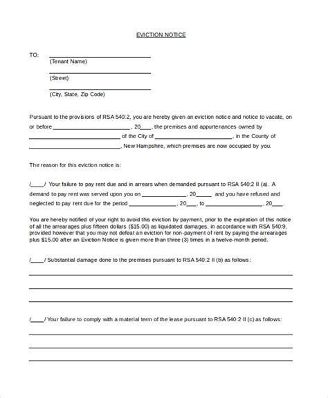 printable eviction notice form printable forms