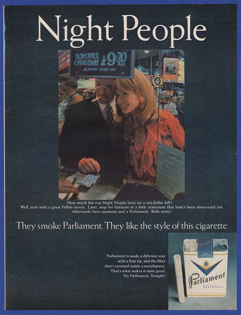 vintage  parliament cigarettes tobacco cigarette night people print ad  ebay