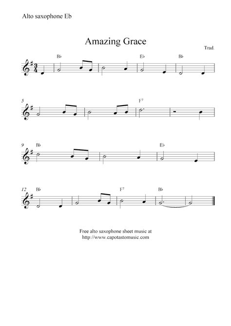 easy sheet   beginners amazing grace  alto saxophone