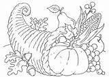Coloring Thanksgiving Cornucopia Basket Pages Large sketch template
