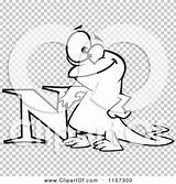 Leaning Newt Letter Happy Outlined Coloring Clipart Cartoon Vector Toonaday sketch template