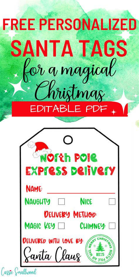 printable gift tags  santa  printable