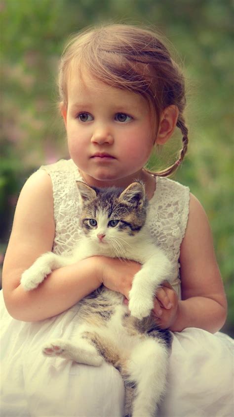 cute girl kitten friends wallpapers 1080x1920 308032