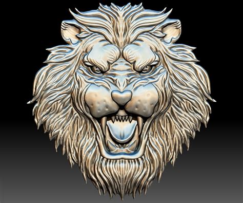 file lion head stl file  model relief  cnc router