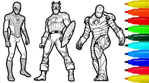 superman coloring page spiderman iron man captain america wolverine