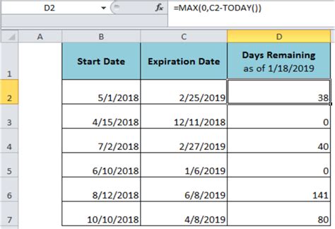 calculate remaining days  month  excel gambaran