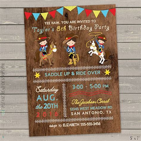 cowboy invitation cowboy birthday invitation printable western