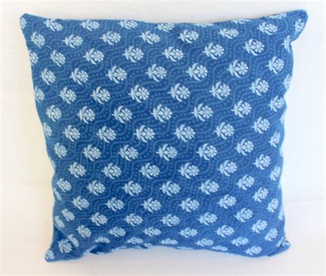 blue khushi handicraft hand block print cushion cover size 16 x 16