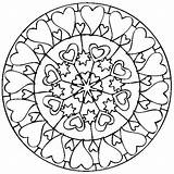 Coloring Adults Valentines Pages Mandala Heart sketch template