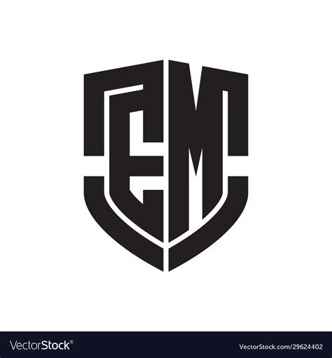em logo monogram  emblem shield shape design vector image